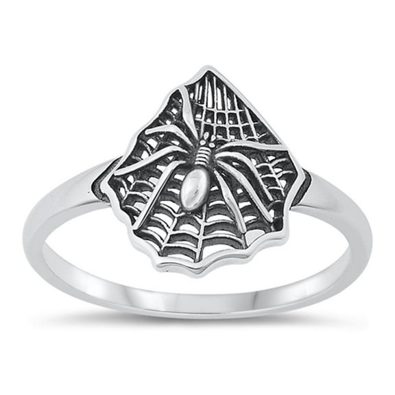 Beautiful Spider & Web Ring .925 Sterling Silver Arachnid Band Jewelry Female Male Unisex Size 6