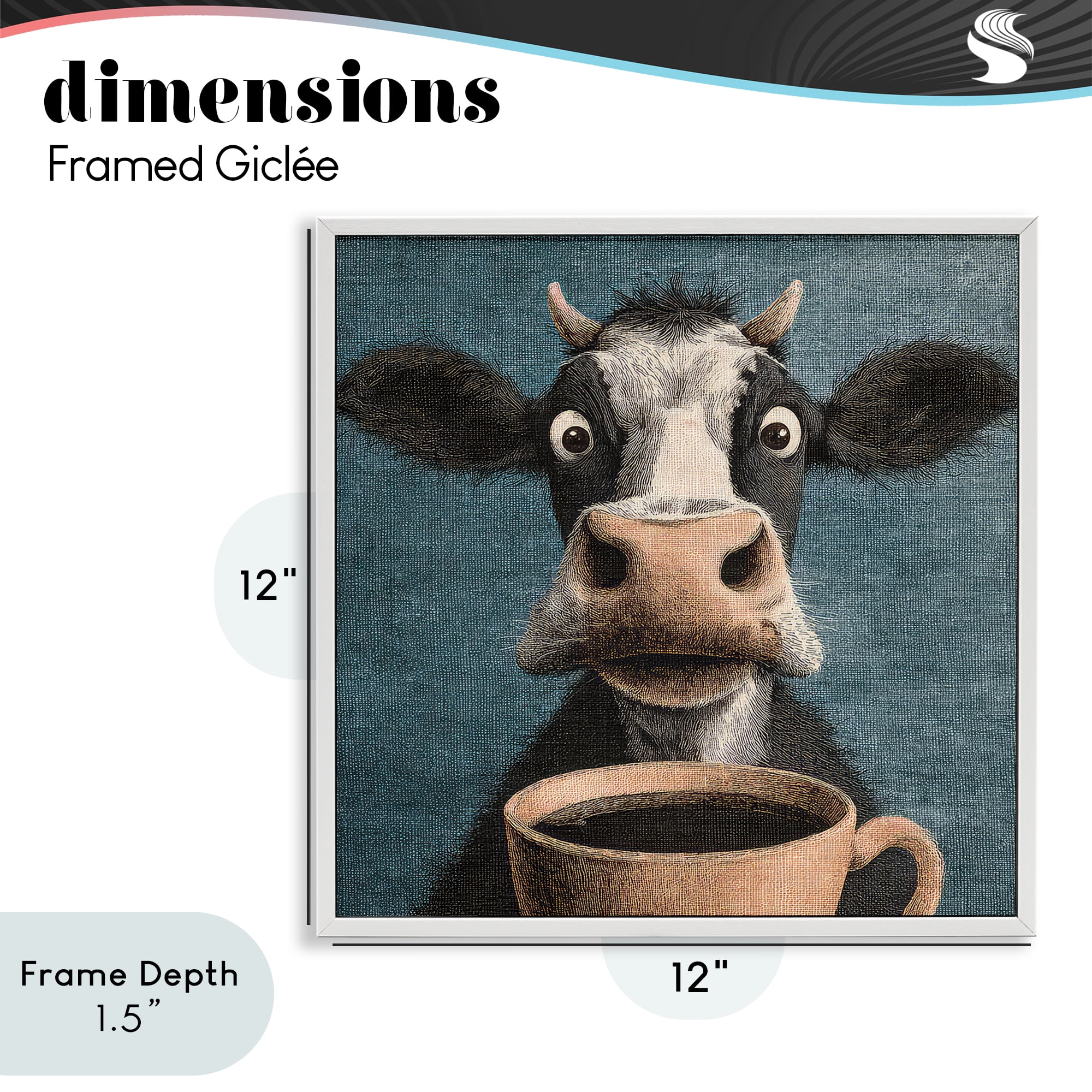 Stupell Industries Grumpy Cow & Coffee White Framed Giclee Art, design by The Wands Want
