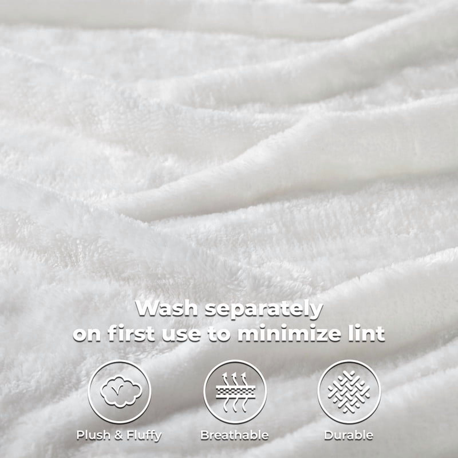 Superior Super Soft Plush Fleece Blanket 90" x 106", Bed & Couch Blankets, King, White