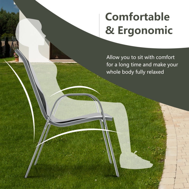 Aimee Lii 4 Pieces Stackable Patio Dining Chairs Set with Armrest, Outdoor Patio Furniture, Black Aimee Lii 4 Pieces Stackable Patio Dining Chairs Set with Armrest, Outdoor Patio Furniture, Black