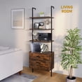 thumbnail image 4 of Wall Mounted Ladder Shelf with Drawers, 4 Tier Ladder Bookshelf with Metal Frame and Wood Shelf, Vintage Learning Bookcase for Living Room, Bedroom, Office (23.6"W x 11.8"D x 70.8"H, Rustic Brown), 4 of 18