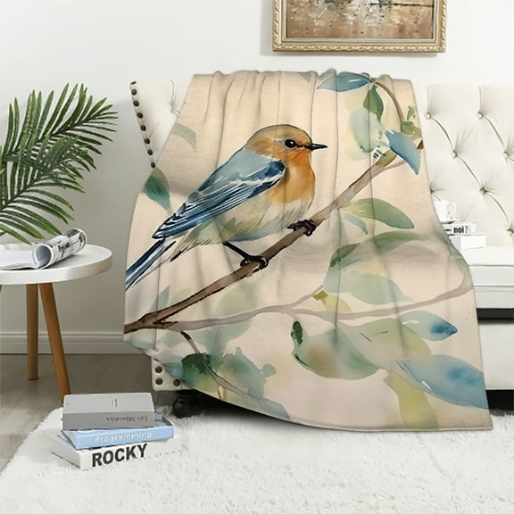 Pratyus Bird Branch Tree Flannel Throw Blanket for All Seasons - Super Soft Blanket for Bed Sofa Living Room Decor - Exquisite Gift 40x50in