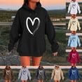 thumbnail image 2 of Chandail à Capuchon pour Femmes Automne Mignon Cœur Imprimé Papillon Chandail à Capuchon Oversize Chandail Décontracté Chandail à Capuche Design Épaule Tombante Chandail en Molleton pour Femmes Rouge m, 2 of 5