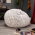 thumbnail image 3 of Jaxx 4 Ft Plush Round Bean Bag Chair Premium Luxe Faux Fur, Silver Fox, 3 of 5