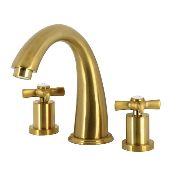 Kingston Brass KS2367ZX Millennium Two-Handle Deck Mount Roman Tub Faucet, Brushed Brass