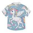 thumbnail image 2 of Dailycode Small Short Sleeve Button Down Shirts Cute Unicorn with Moon Casual Shirt 3-10 Years, 2 of 9