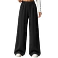 thumbnail image 3 of ibiyuan Women Wide Leg Sweatpants, Elastic High Waist Baggy Loose Fit Lounge Pants Soft Breathable Trousers Casual Street Spring Fall Daily Travel Outfit, 3 of 9