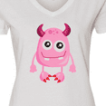 thumbnail image 4 of Inktastic Cute Monster, Smiling Monster, Pink Monster, Horns Women's V-Neck T-Shirt, 4 of 5
