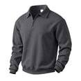 thumbnail image 2 of Domuza Mens Quarter Zip Lapel Collar Pullover Casual Lightweight Fleece Solid Color Comfort Soft Sweatshirt, 2 of 7