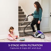 Kenmore 200 Series Canister Vacuum, Bagless, 16ft Cord, Multi-Cyclonic, HEPA Filter, Cord Rewind, for Carpet, Hard Floors & Upholstery, DC2021, Purple