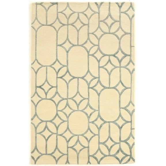 Hawthorne Collection 5' x 8' Hand Tufted Rug in Ivory and Turquoise