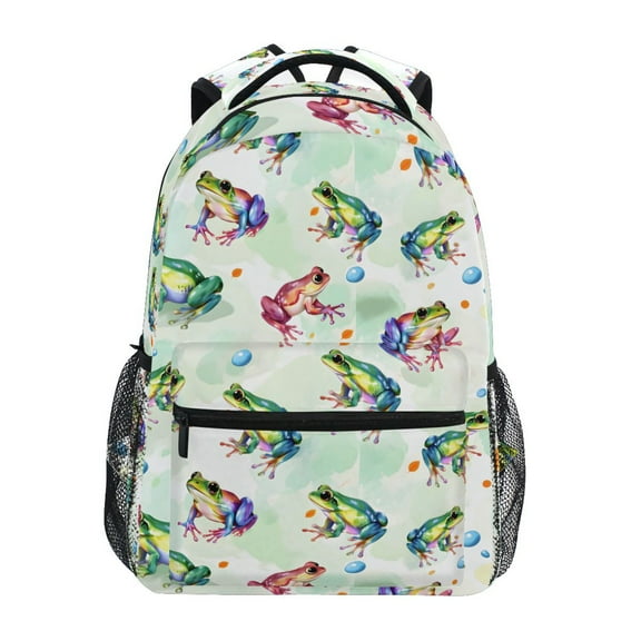 ALAZA Stylish Backpack Cartoon Frogs Green Elementary Bookbag Personalized Laptop School Bags Travel Daypack