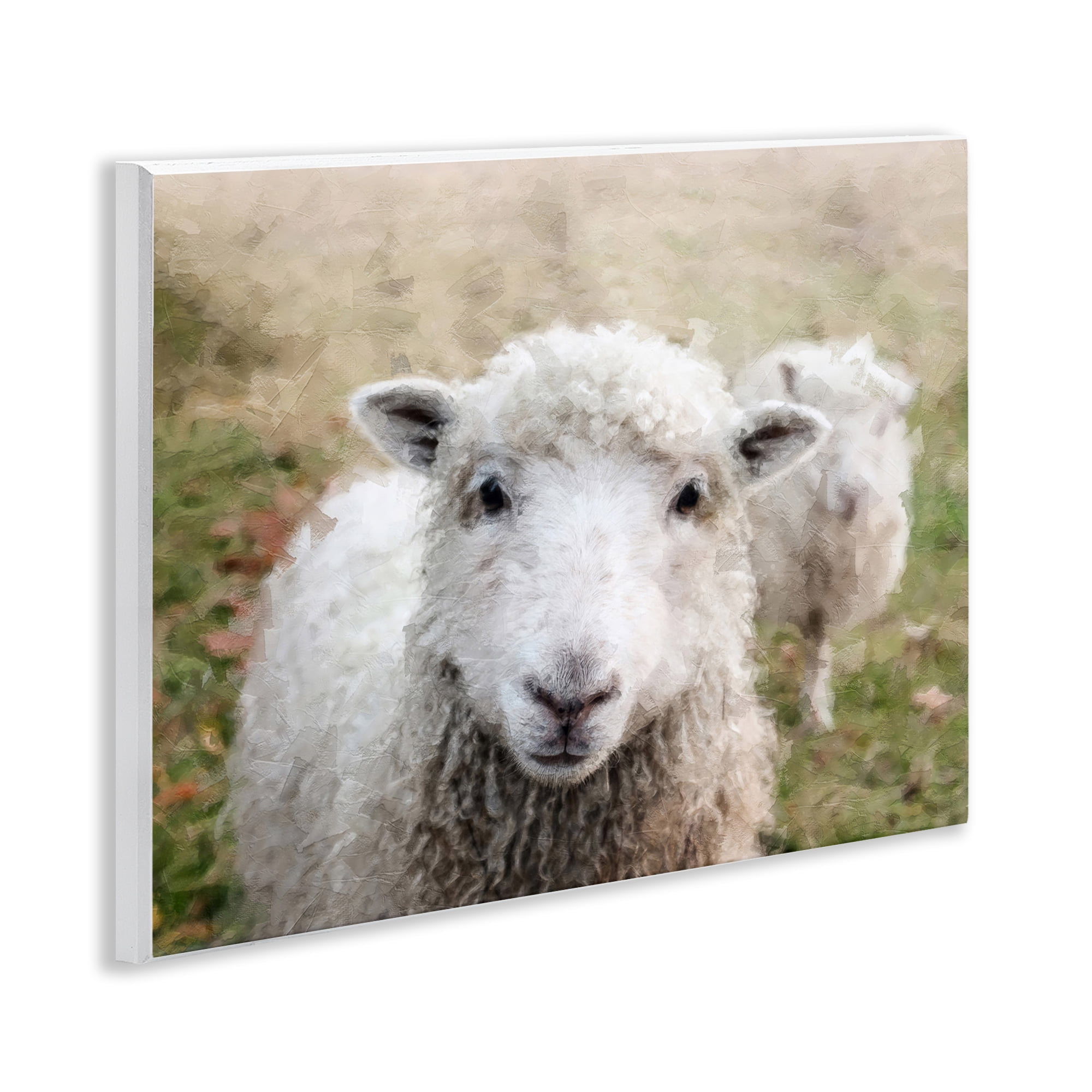 Stupell Industries Close Up Sheep Gaze Animals & Insects Painting Unframed Art Print Wall Art, 14 x 11