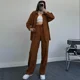 thumbnail image 3 of Conjunto de dos piezas para mujer Conjuntos de camisa y pantalón de manga larga con botonadura sencilla Otoño e Invierno 2024 Traje de mujer liso, 3 of 5