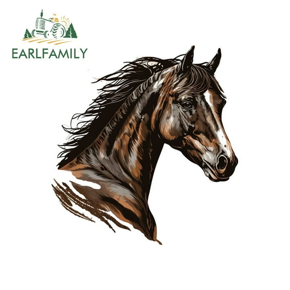 EARLFAMILY 5.1" Horse Head Car Stickers Waterproof Occlusion Scratch Truck Vinyl Decal Suitable for Motorcycle Rear Windshield Luggage Car Door Protector