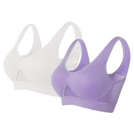 Clearance!Uooqdmx Sports Bras for Women Plus Size Lingerie Sports Bras Comfort Bras Wireless Sleep Yoga Bras with Removable Bandeau Bra Blue(2PC) S