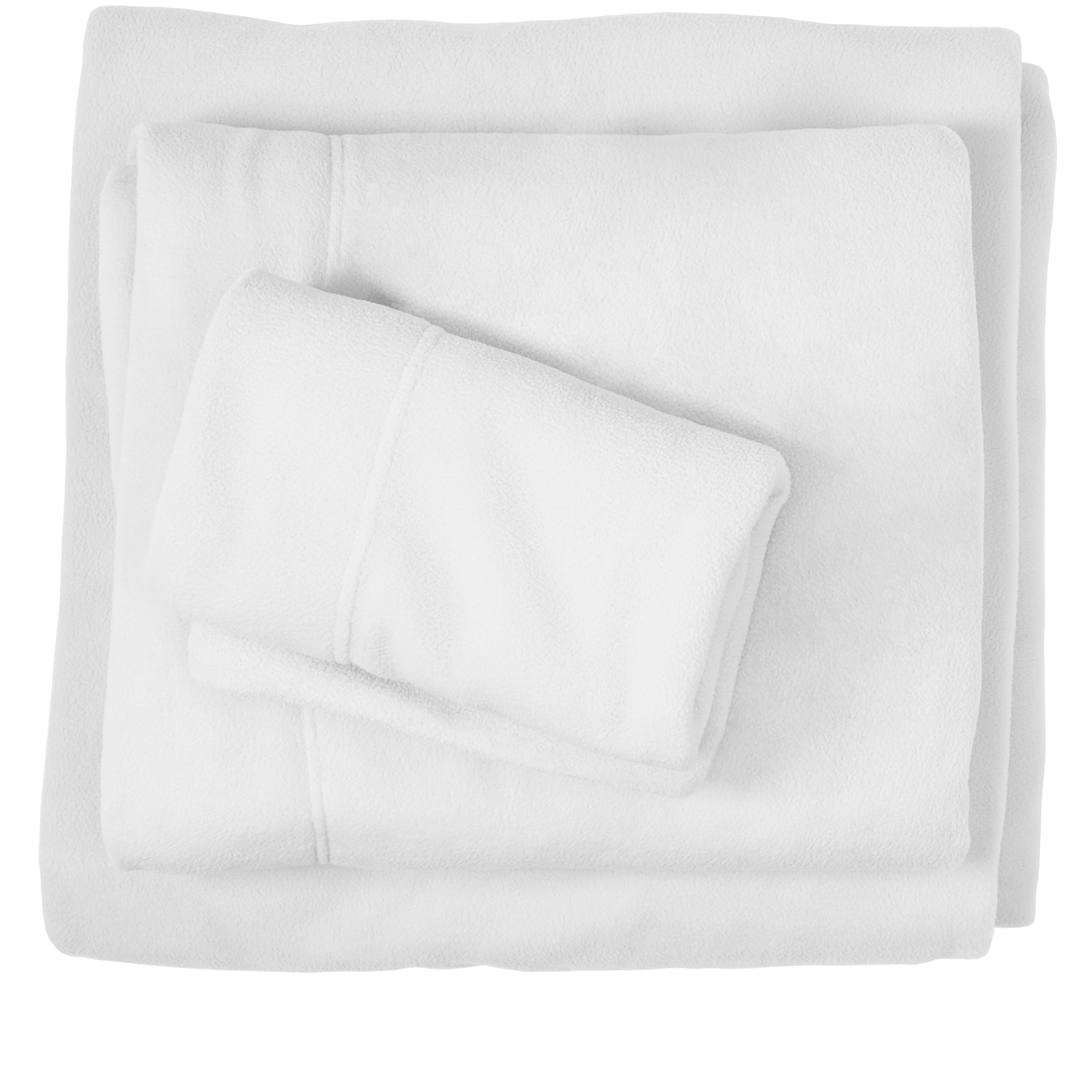 Bare Home Fleece Sheet Set, Warm Plush Polar Fleece, Pill Resistant, Twin XL, White