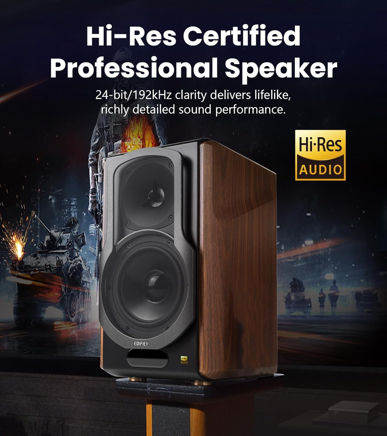 Restored Edifier S2000MKIII Coaxial, Bluetooth, Optical and RCA Bookshelf 2 Speakers, Near-Field Active Tri-Amped 130w Studio Monitor for Audiophiles w/ Wireless, Line-in and Fiber-Optic Input Walnut