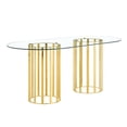 thumbnail image 3 of A7Store 71 in Glass Dining Table,Gold Dining Table for 6-8，Large Size Kitchen and Dining Room Table with Tempered Glass top and Gold Double Column Metal Legs, Modern Rectangular Dining Table, 3 of 13