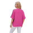 thumbnail image 4 of Cárdigan con Cuello en V y Aberturas Laterales, Color Rosa Brillante, Talla S, 4 of 10