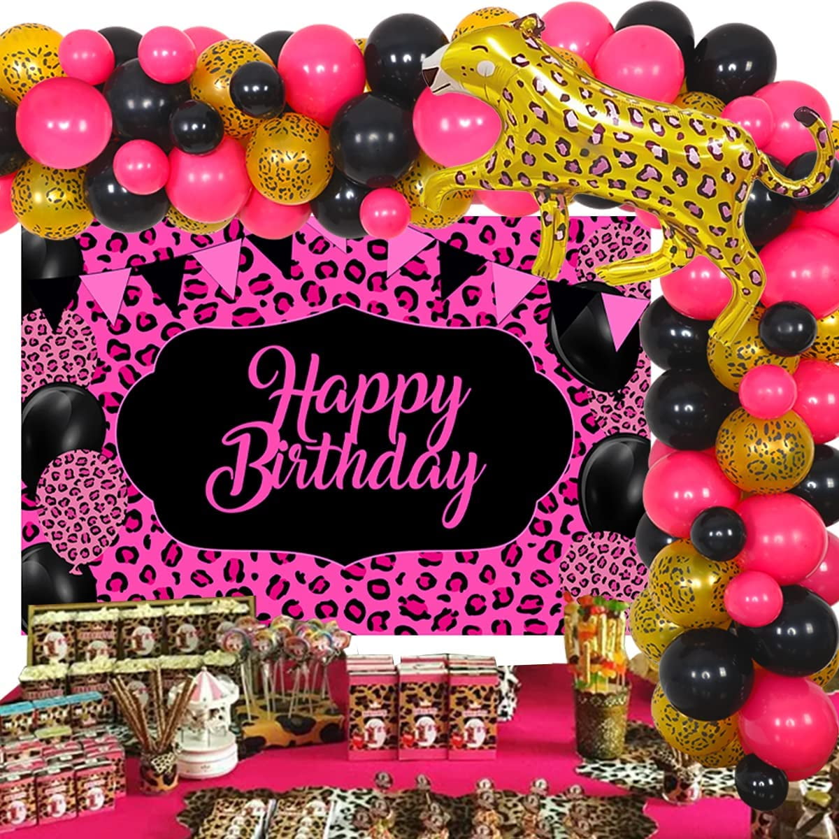 Black Gold Cheetah Birthday Party Decorations Leopard Balloon Garland Kit  with Happy Birthday Backdrop Cheetah Foil Balloons - AliExpress