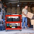 thumbnail image 3 of Costway 3-Tier Utility Cart Metal Storage Service Trolley 330lbs Capacity Red, 3 of 11