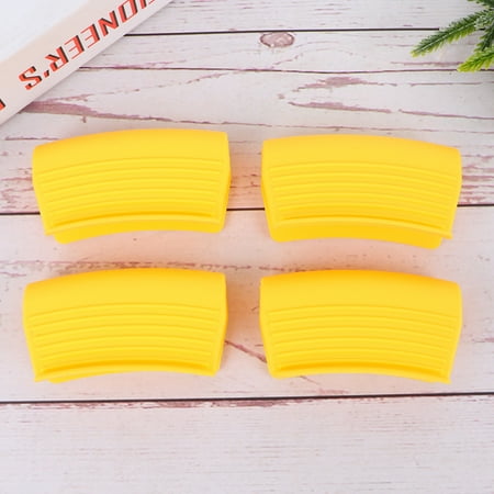 

4pcs Silicone Pot Handle Cover Anti-scald Grips Heat Resistant Pot Holder Protector Kitchen Tools (Yellow)