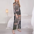 thumbnail image 3 of Honeii Black Dragon Cliff Dawn Print Women's Pajama Sets Long Sleeve Button Down Sleepwear Nightwear Soft Pjs Lounge Sets 2PCS-, 3 of 7