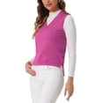 thumbnail image 4 of INSPIRE CHIC Women's Pullover Knit Sweaters Solid Color V Neck Sleeveless Sweater Vests XS Hot Pink, 4 of 6