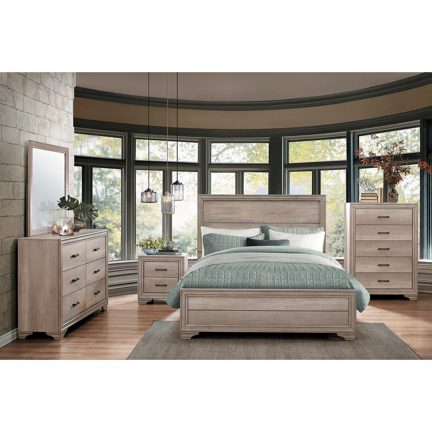 Lonan Collection Rustic Contemporary Nightstand with Industrial-Inspired Weathered Look