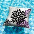 thumbnail image 2 of Black Purple Flower Pillow Covers 18x18 Inch Set of 2 Outdoor Throw Pillows Outdoor Waterproof Decor for Living Room Sofa Patio Funiture Garden Floral Polyester Pillow Covers 002Q, 2 of 6