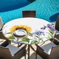 thumbnail image 5 of Sunflower Round Tablecloth 36-44 Inch Round Fitted Table Cloth with Elastic Edge, Yellow Purple Summer Botanical Rustic Waterproof Table Cover Protector for Outdoor Picnic Party Dining, 5 of 6