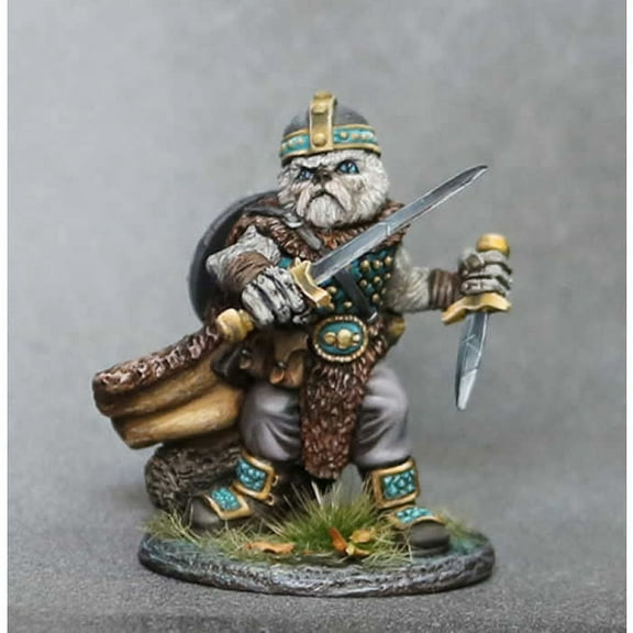 Persian Cat Warrior Dual Wield Miniature Critter Kingdoms Dark Sword Miniatures