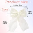 thumbnail image 2 of 2Pcs Large Hair Bow Clips, Silk Yarn Ribbon Bow Hair Barrette for Women, Elegant Long Tail Bowknot French Hair Accessories for Wedding, Parties, Festivals, 2 of 7