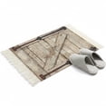 thumbnail image 2 of Bathroom Rug 2'x 3', Farmhouse Wood Grain Woven Cotton Washable Rug with Tassels, Vintage Country Barn Gate Brown Non Slip Front Door Mat for Entrance, Doorway, Hallway, Laundry Room, 2 of 9