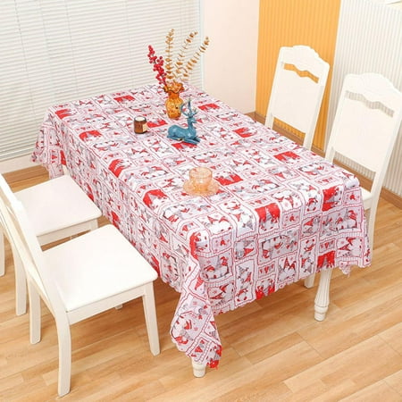

Christmas Cotton Fabric Tablecloth Bell Bow Print Tablecloth For Holiday Christmas Decor 71 x 59 Inch