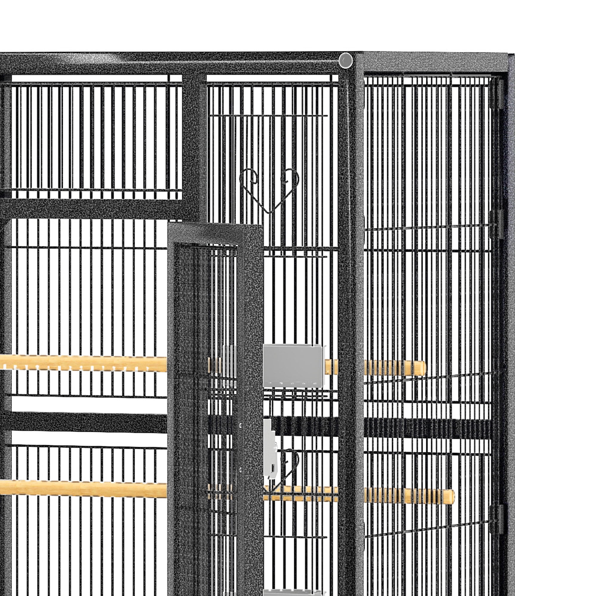 Uforic 53" Metal Bird cage with Rolling Stand, 2 Perches and 4 Feeders, Black