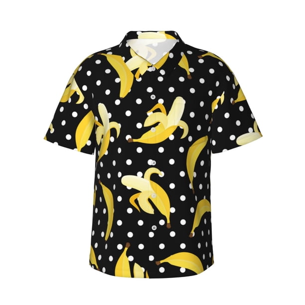 Balery Banana Camisas hawaianas de manga corta para hombre, camisas playeras de corte holgado, camisas de vacaciones con botones,XX-Large