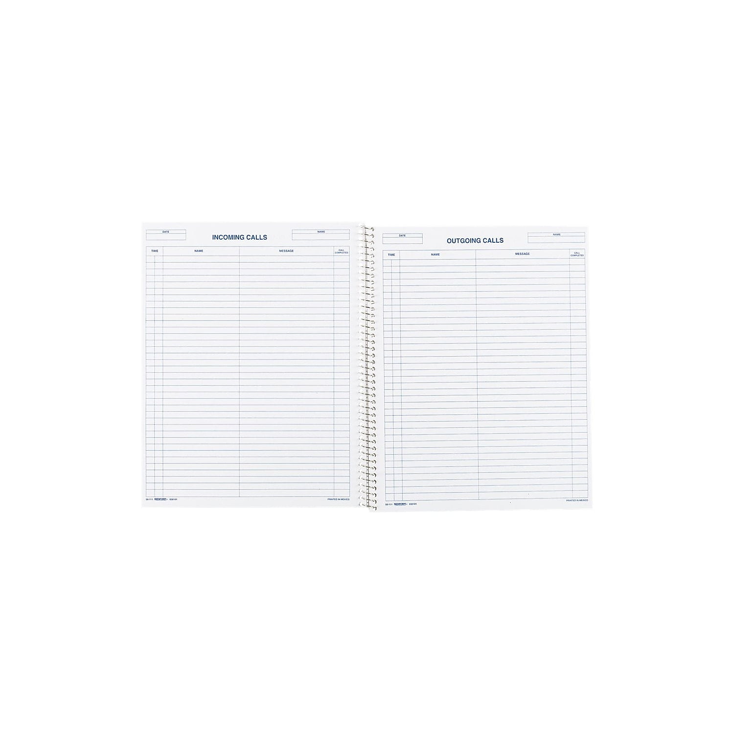 Rediform, RED50111, Incoming/Outgoing Call Register Book, 1 Each, White