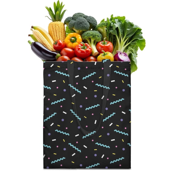 Classic Black and White Polka Dot Tote Bag - Foldable, Washable & Large Capacity Grocery Bag