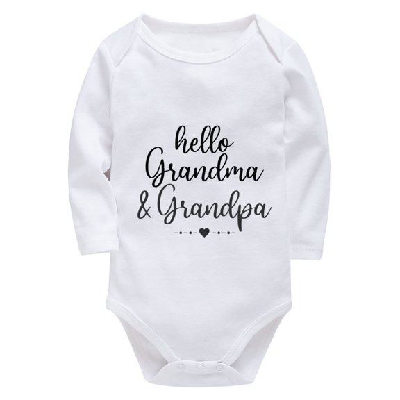 Hello Grandma & Grandpa Come Home Outfit Newborn Boy Long Sleeve Baby Girls' One-piece Rompers White 6-9 Month Boy Romper