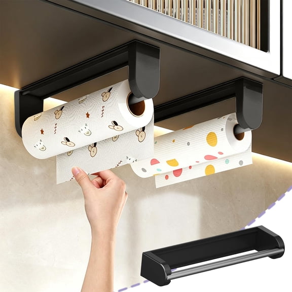 Magnetic Paper Towel Holder Refrigerator Wall Mount Kitchen Organizer Rack for Plastic Wrap Storage 1-Pack