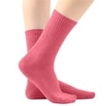 thumbnail image 3 of HAOTAGS Solid Color Cotton Candy-Tone Mid-Calf Socks for Kids – Straight Fit Crew Socks Watermelon Red Size 5-13Years, 3 of 6