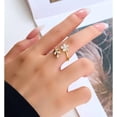 thumbnail image 2 of Delicate Flower Leaf Wrap Finger Ring for Women Pink Cubic Zirconia Crystal Floral Statement Ring Promise Engagement Rings Adjustable Open Band, 2 of 6