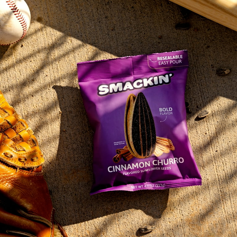 Smackin' Sunflower Seeds, Cinnamon Churro, 4 oz Resealable Bag