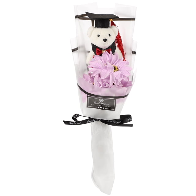 KAKOWELY Ramo de oso de flores de graduación Precioso ramo de oso de fiesta de graduación Lindo ramo de oso Suministros para fiesta de graduación