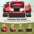 thumbnail image 7 of Devoko Exclusive 13 Pieces Fire Pit Seating, Outdoor Sectional Rattan Sofa Set with 50000 BTU Propane Fire Pit Table, Red, 7 of 7