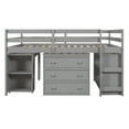 thumbnail image 4 of Full Wood Loft Bed with Ladder and Guard Rail, Loft Bed with Cabinet, Shelves and Rolling Portable Desk, Low loft Full Bed for Teenagers, Multiple Functions Bed(Gray), 4 of 8