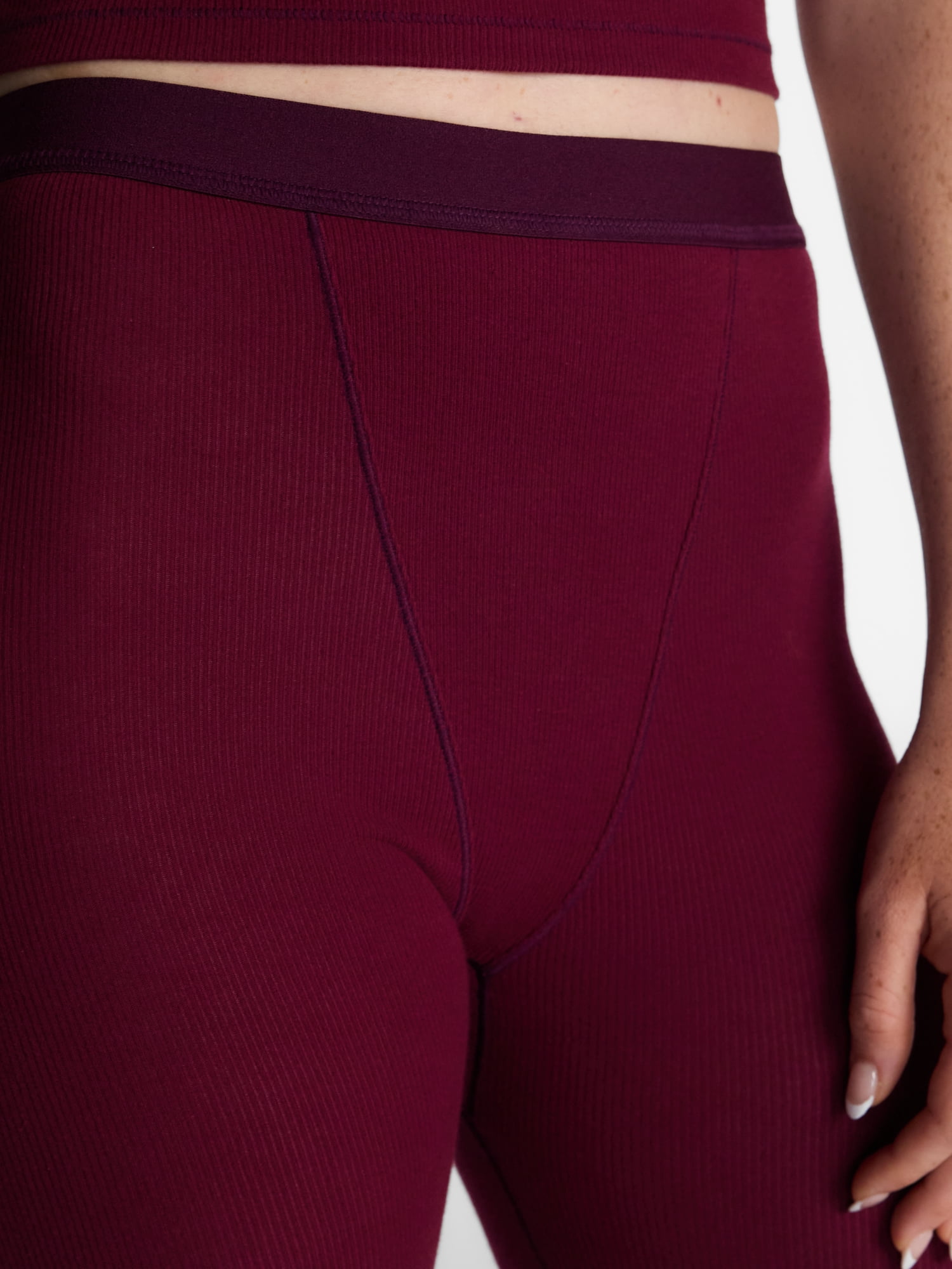 No Boundaries Cotton Stretch Ribbed Leggings, 30'' Inseam, Women's XS-XXXL