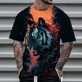 thumbnail image 2 of T-Shirts pour Hommes, Chemises d'Entraînement pour Hommes, Impression Partielle de Lettres Rétro de Printemps, Col Rond, Manches Courtes, Chemises Grandes Tailles pour Hommes, Marine TG, 2 of 4